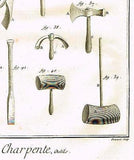Diderot - CHARPENTE pl. L" (CARPENTRY TOOLS)   Engraving  1751