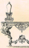 Historical Art Furniture - "TABLE, FRENCH WORK 3  - Antique Print - 1880
