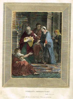 Brown's Explanitory -SIMEON'S BENEDICTION - Hand-Col. Engraving -1814