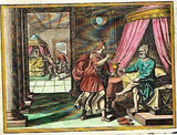 Gueudeville's Theatre - "LOMBARDS KING IN BED" -Hand-Col. Eng. -1703
