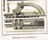 Diderot - FONDERIE EN CARACTERES  (WOOD PLANE) - Fine Engraving - 1751