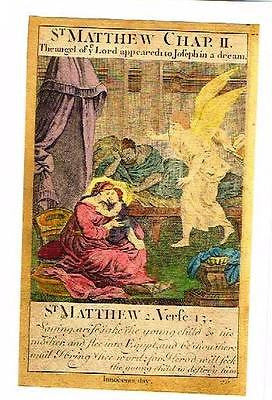 Baskett's Liturgy "ANGEL APPEARS TO JOSEPH" - Hand-Colored Eng. -1713