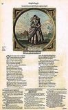 Jacob Cats -1655- "SHE CANNOT TAKE ROBE" H-Col'd Antique Print Emblem