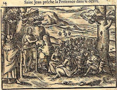 Leclerc's Bible Woodcut - "ST. JOHN PREACHES IN THE DESERT" - 1614