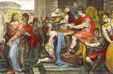 Burkitt's Expository - "PILATE WASHES HIS HANDS" - Hand-Col. Eng. - 1752