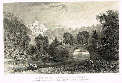 Allom's Northern Tourist - "LAMBTON CASTLE, DURHAM" - Steel Eng. - 1832 - Sandtique-Rare-Prints and Maps