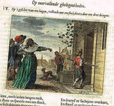 Jacob Cats -1655- "MAN CAN'T WALK THROUGH DOOR" - Antique Print