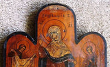 RARE Antique Russian Icon  H-Painted Enamel , MARY WITH 6 SAINTS c1750