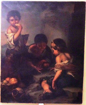 Very Fine Oil Painting after Murillo - BEGGAR BOYS PLAYING DICE - c 1700
