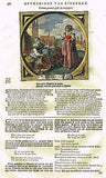 Jacob Cats -1655- "OLD LADY SELLING APPLES" H-C Antique Print Emblem