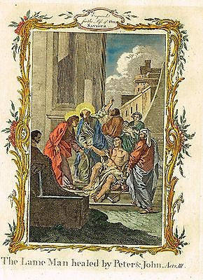Fleetwood's  - "LAME MAN HEALED BY PETER" - H/C Engraving -1770