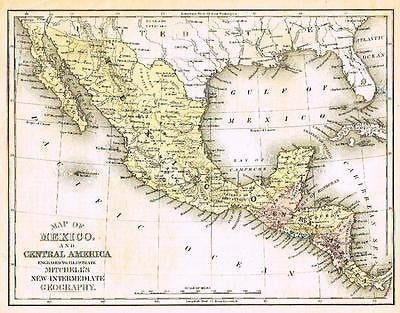 Mitchell Map - "MEXICO & CENTRAL AMERICA" -  Lithographed - 1872