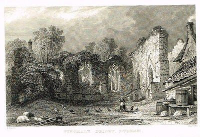 Allom's - "FINCHALE PRIORY, DURHAM" - Steel Engraving - 1832 - Sandtique-Rare-Prints and Maps