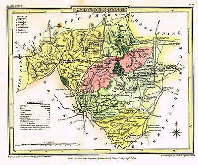Thompsos 'Map from Beauties of England' - "RADNORSHIRE" - H-Col Eng -1809