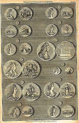 Medals of K. William and Q. Mary from 'HISTORY OF ENG.'  Pl XIV -1745