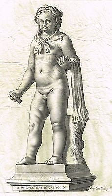 By Bloemaert  HEROS AVENTINUS IN CAPITOLIO  Fine Antique Print Engraving   1646