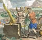 Bankes' Bible GIDEON'S MEAT CONSUMED BY FIRE - H-Col. Eng. - c1760