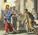JESUS ASKS MATHEW TO FOLLOW HIM - Hand-Col'd. Eng. - c1750