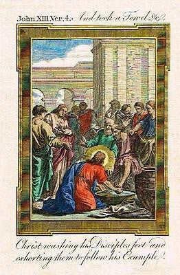 Bankes' Bible CHRIST WASHING DISCIPLES FEET - H-Col. Eng. - c1760