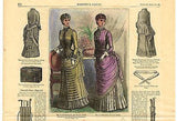 Harper's Bazar - "TWO FANCY DRESSES" - H/Colored Engraving - 1883