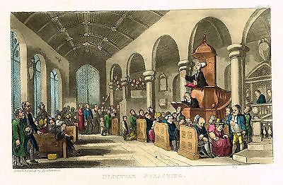 Dr. Syntax - "PREACHING" - Hand-Colored  Aquatint- 1819