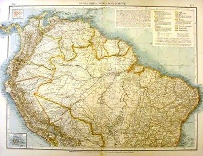 Andree's Atlas, Chromo -1893- SOUTH AMERICA - NORTHERN - Sandtique-Rare-Prints and Maps