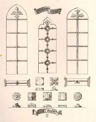 A. Pugin's Litho Iron & Brass Design-1835- WINDOW IRON - Sandtique-Rare-Prints and Maps