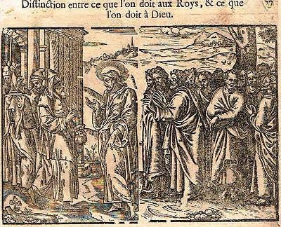 Leclerc's Bible Woodcut - DISTINCTION BETWEEN WHAT IS OWED - 1614