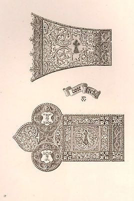 A. Pugin's Litho Iron & Brass Design -1835- DOOR LOCK - Sandtique-Rare-Prints and Maps