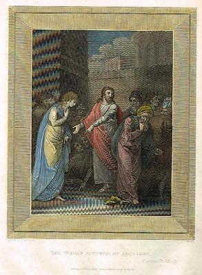 Rev. Brown's History" - "WOMAN ACCUSED" - Hand-Colored Eng. -1814