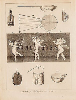 CALMET'S BIBLE - "MUSICAL INSTRUMENTS" (DRUMS) - Engraving - 1801