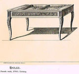 Historical Art Furniture - "TABLES, FRENCH WORK" 2 - Antique Print - 1880