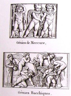 "Musee des Antiques" -1811- GENIE & VICTORY BAS-RELIEF