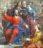 Burkitt's Expository - "MARTHA AT JESUS'S FEET" - H/Col Engraving -1752