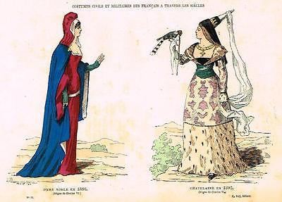 Challamel's Costumes - DAME NOBLE EN 1386- H-Col Litho - 1882