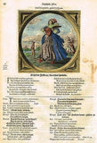 Jacob Cats -1655- "WOMAN & DOG DANCING"- H-C Antique Print Emblem