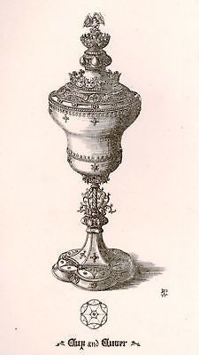 A. Pugin's Litho Gold Designs -1830- FANCY CUP & COVER - Sandtique-Rare-Prints and Maps