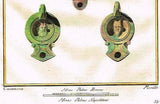 Bavardi Le Lucerne, FIVE FACE OIL LAMPS, Hand Colored Copper Engraving, 1792