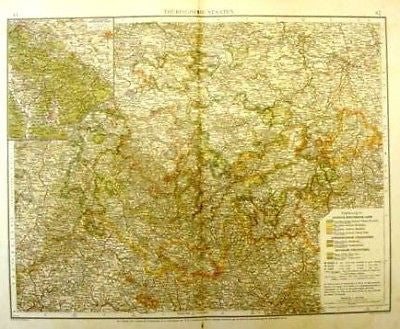 Andree's Atlas, Chromo -1893-  THURINGER STATES - Sandtique-Rare-Prints and Maps