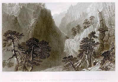 Bartlett Engraving -c1850- "PASS OF THE GUILL, ALPES "