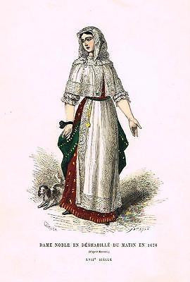 Challamel's Costumes - DAME NOBLE EN DESHABILLE - H-Col Litho - 1882