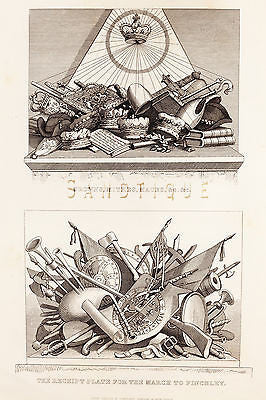 Hogarth Steel Engraving - 1861 - CROWNS, MITRES, MACES, ETC.
