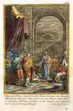 Burkitt's Expository - "JUDAS CASTS DOWN PIECES OF SILVER" - H/Col. Eng. - 1752