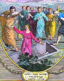 Fowler's Bible - "ELISHA'S BONES RESTORE DEAD"  - Hand Colored Antique Print - 1807