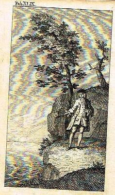 Mr. Gay's Fables -1757- "THE MAN & THE FLEA" Fable # 49- Antique Print
