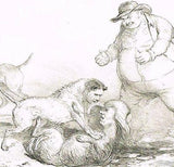 HB Sketches' Satire - TROIS DOGS - Lithograph -1834 - Antique Print