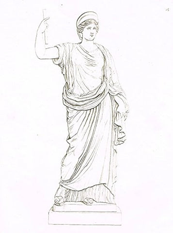 Fine Greek Engraving - STATUE OF GREEK GODDESS - c1820