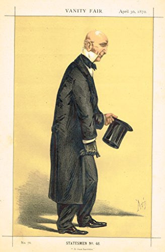 Vanity Fair Characiture - "A RISEN BARRISTER" - (STATESMAN #48) - Large Chromolithograph - 1870