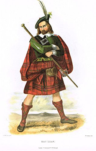 Clans & Tartans of Scotland by McIan - "MACLEAN" - Lithograph -1988