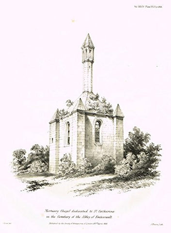 Archaeologia's Antiquity - MORTUARY CHAPEL DEDICATED TO ST. CATHERINE - Engraving - 1852